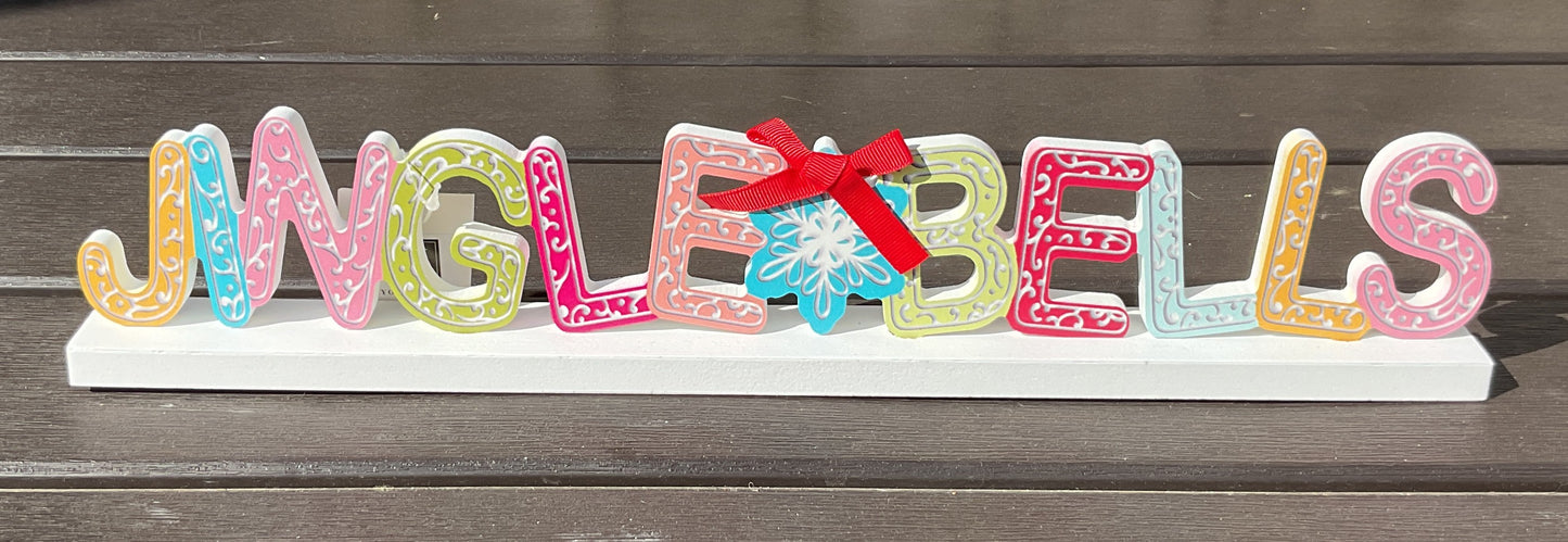 Young's Christmas Decor - Retro Cookie Cut-Out Holly Jolly Jingle Signs 2pc Set