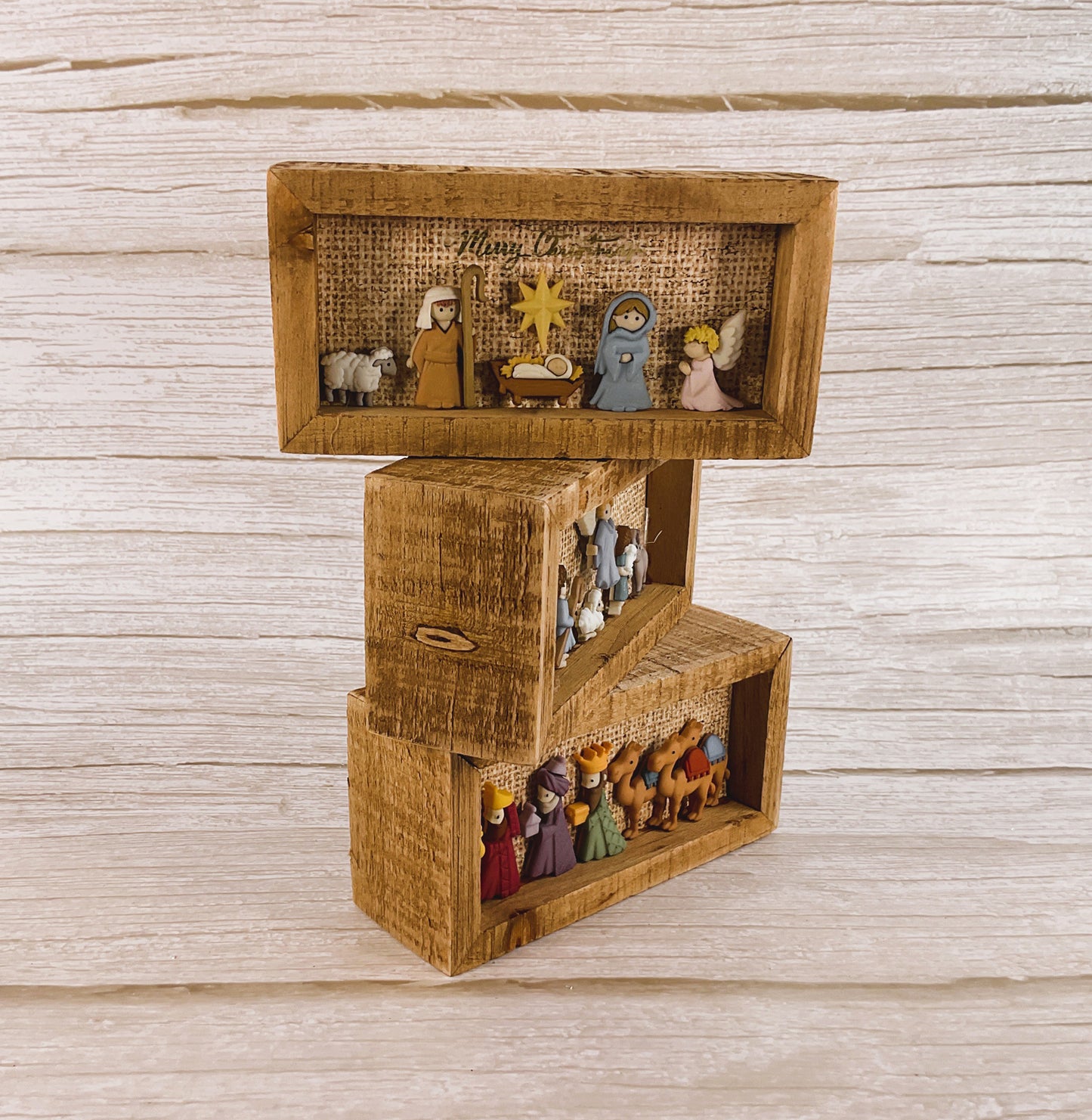 AGSD Christmas Decor - Nativity Scene Flat Back Button Inset Signs 3pc