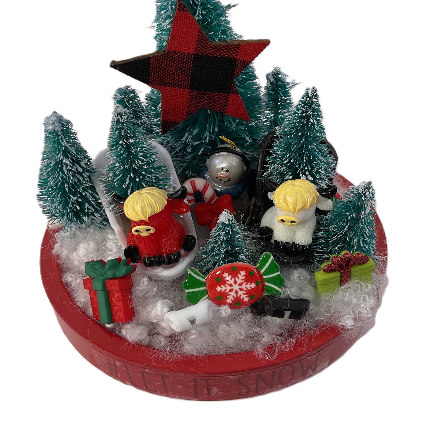 AGSD Christmas Decor - Highland Cows Miniature Mini Fairy Tier Tray Scene