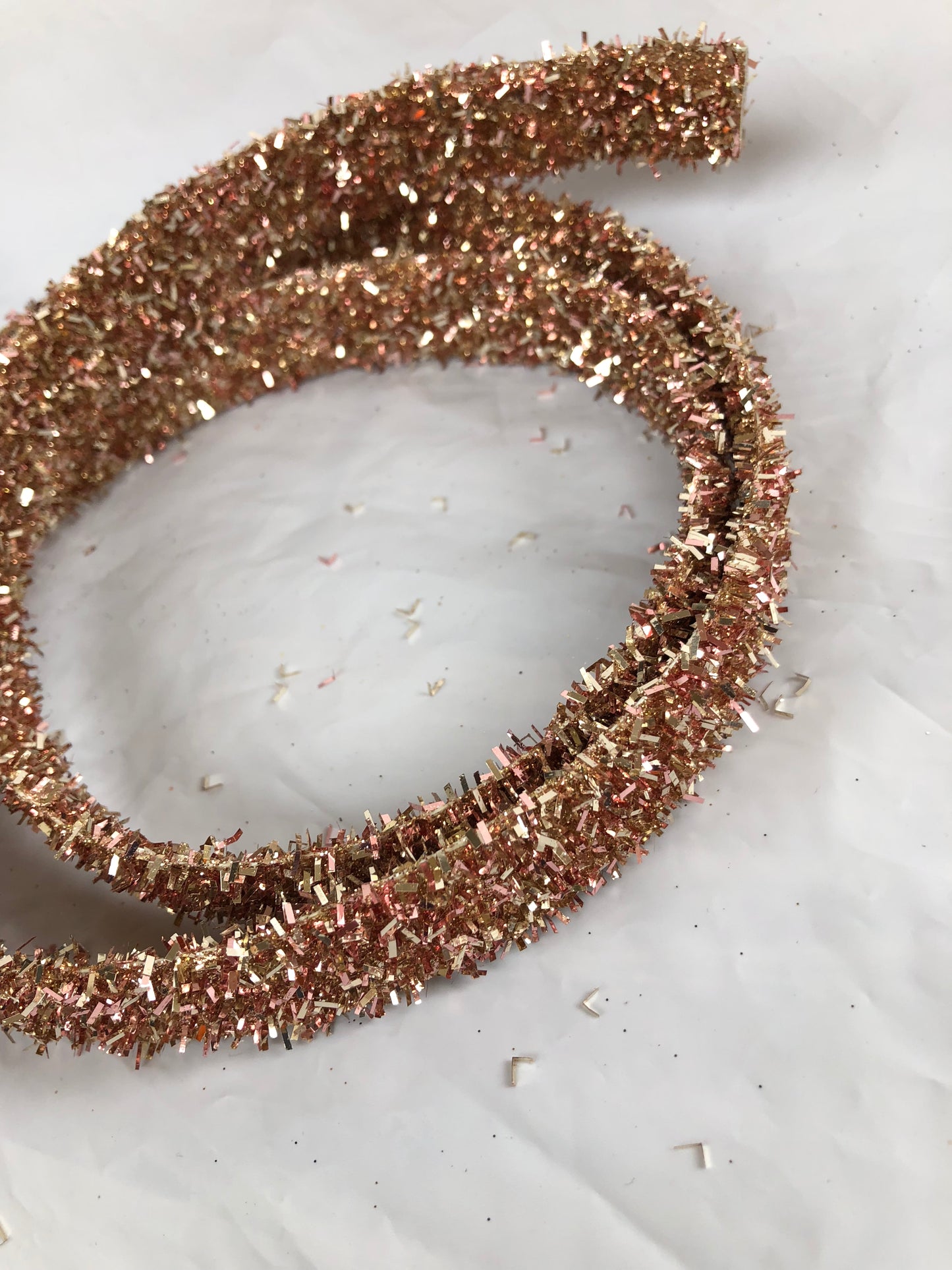 RAZ Imports Halloween Decor - Orange Rose Gold Glitter Flat Ribbon Garland