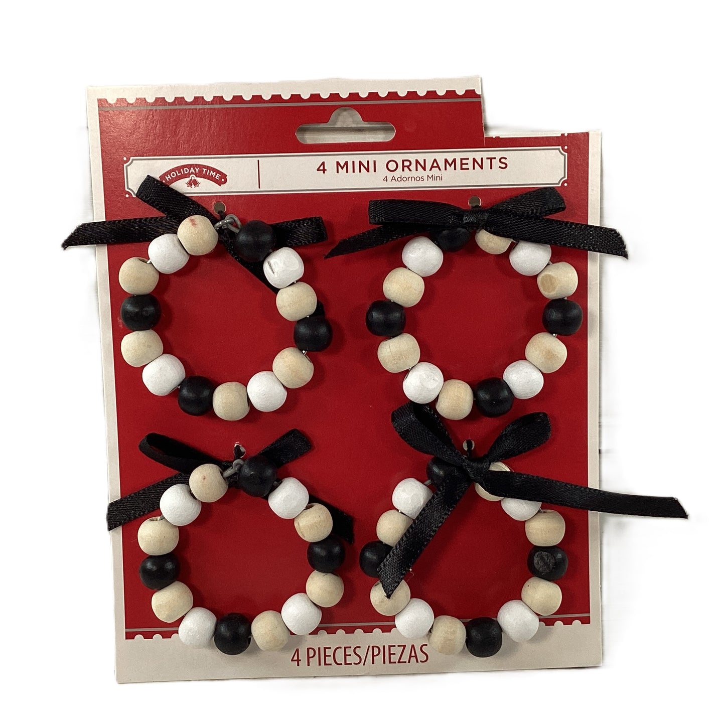WM Christmas Decor - Miniature Tree Bead Wreath Ornaments 4pc Set