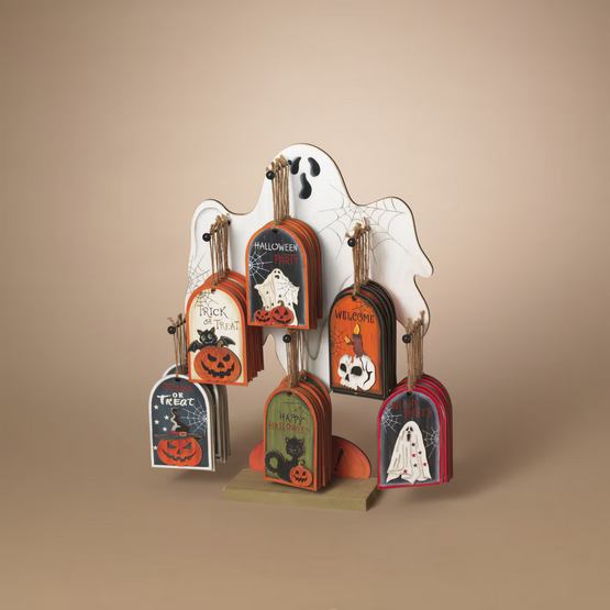 Gerson Halloween Decor - Tomb Shape Halloween Ornaments 6pc Set