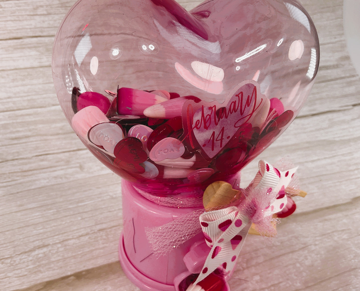 AGSD Valentines Decor - Plastic Pink Heart Shape Dispenser Fake Candy