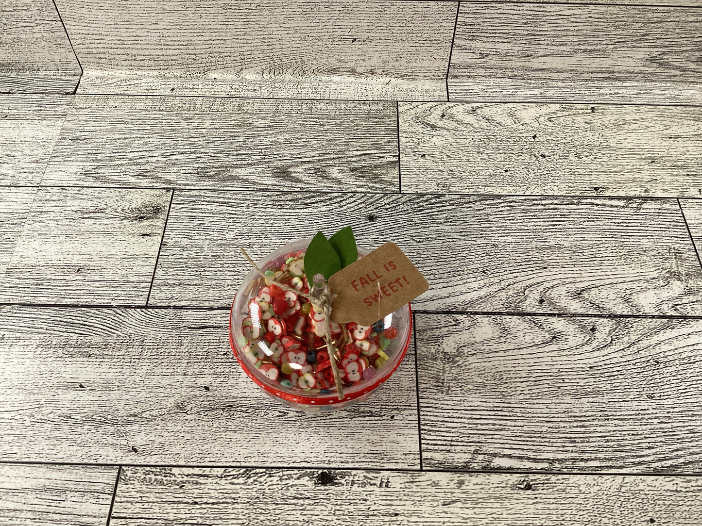 AGD Fall Decor - SMALL Clear Apple Filled with Confetti Glitter Shaker Sitter
