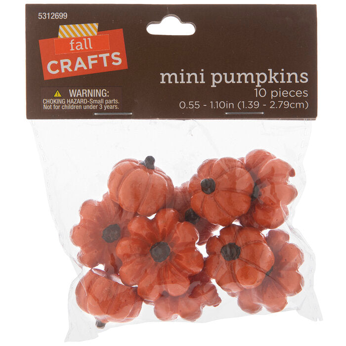 HL Fall Craft Decor - Miniature Resin Harvest Pumpkins 10pc Set
