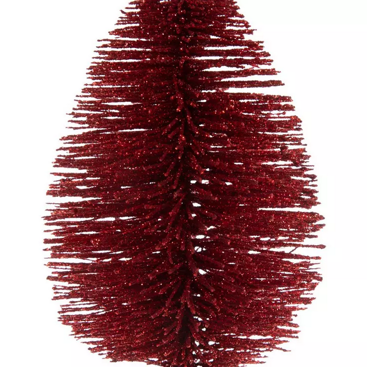 HL Christmas Decor - Light Bulb Sisal Bottlebrush Tree Small Red