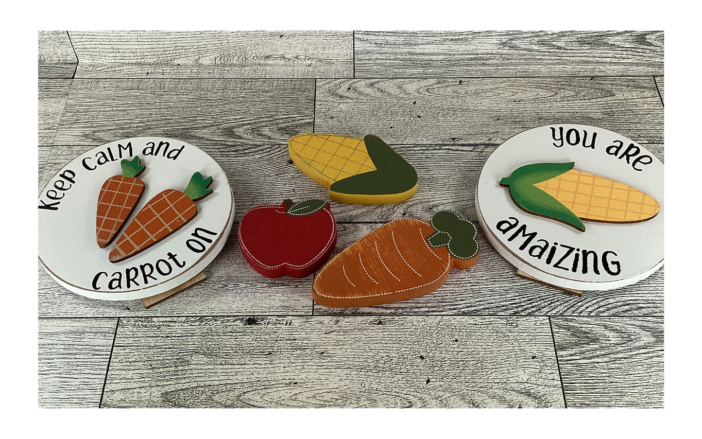 AGD Fall Decor - Hello Chunky Wood Truck Corn Carrot Tier Tray