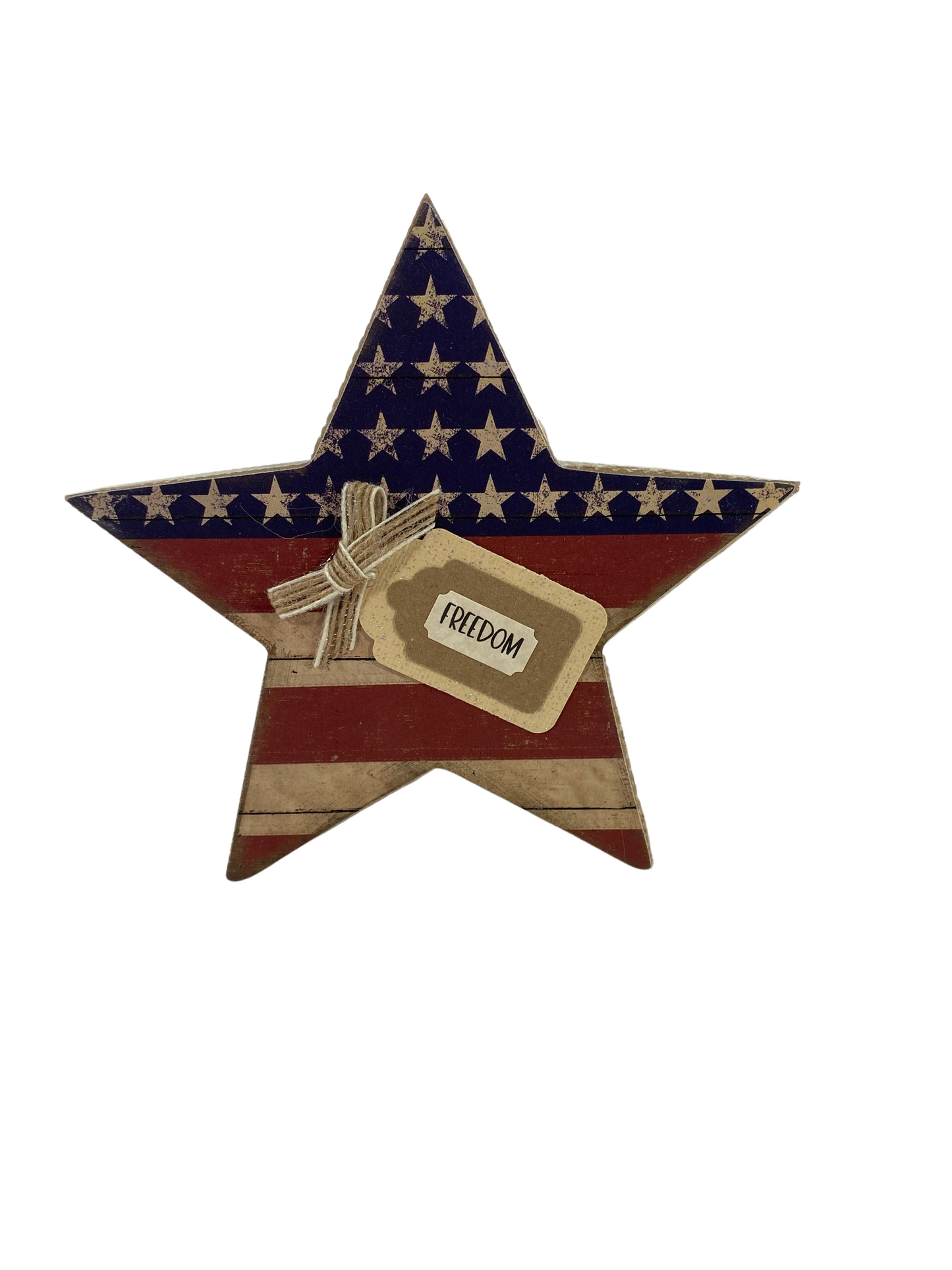Freedom Chunky Star Tiered Tray Sign | July 4th Patriotic Farmhouse Shelf & Mantle Decor