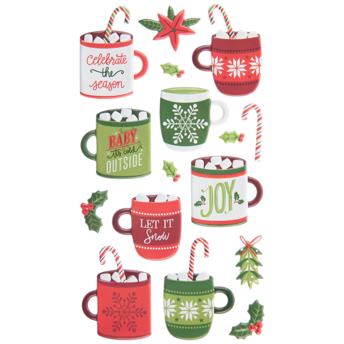 HL Christmas Craft Supply - Hot Coco Cocoa Puffy Stickers