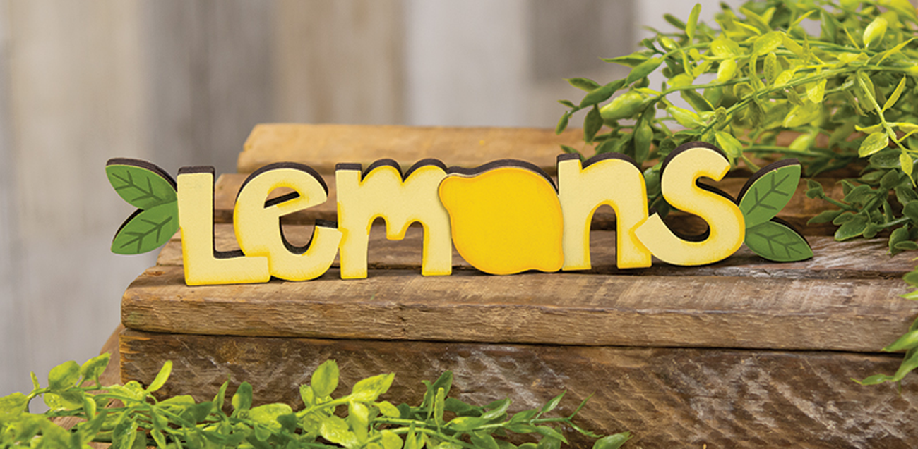 CWI Spring Decor - Wooden Word Cutout Lemons Sitter Sign