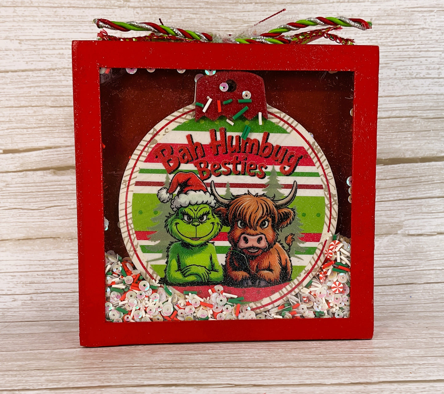 AGSD Christmas Decor - Whimsy Besties Highland Cow Shaker Shaker Sign