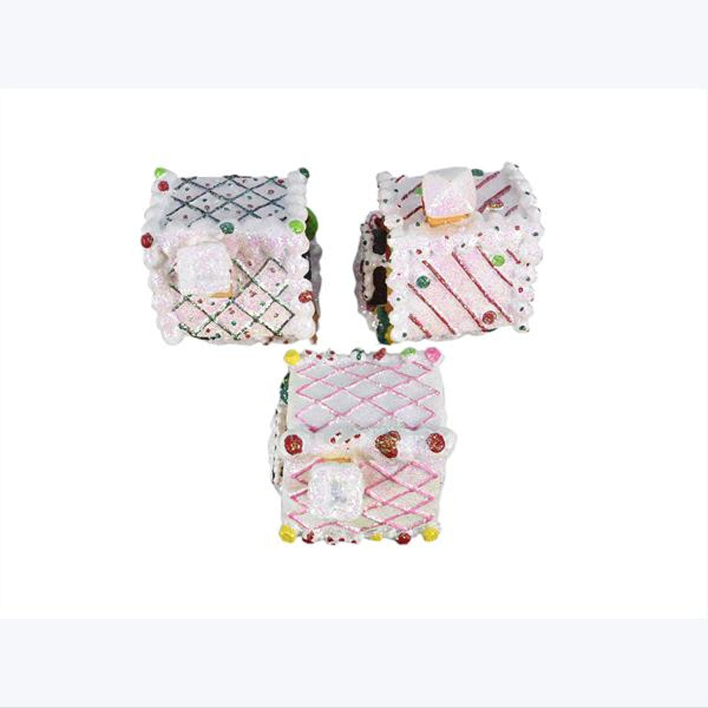 YI Christmas Decor - Small Gingerbread Cookie Houses 3pc Set