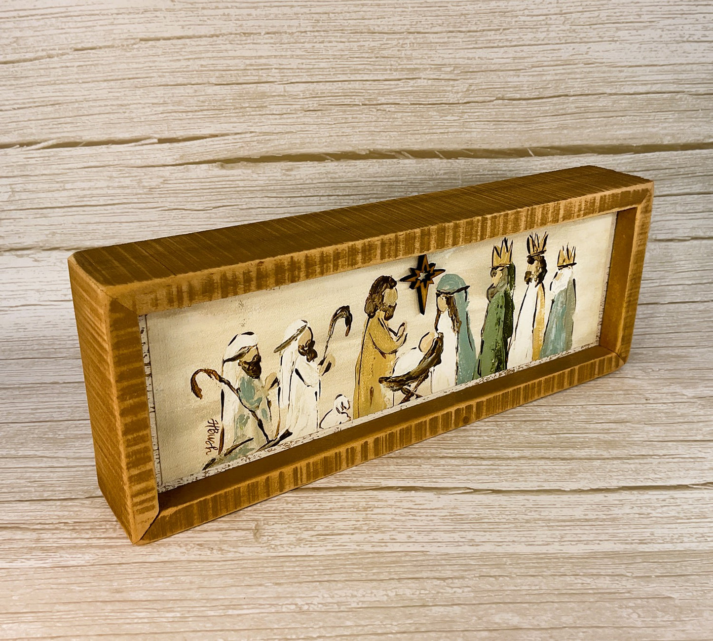 AGSD Christmas Decor - Farmhouse Neutral Nativity Scene Inset Sign