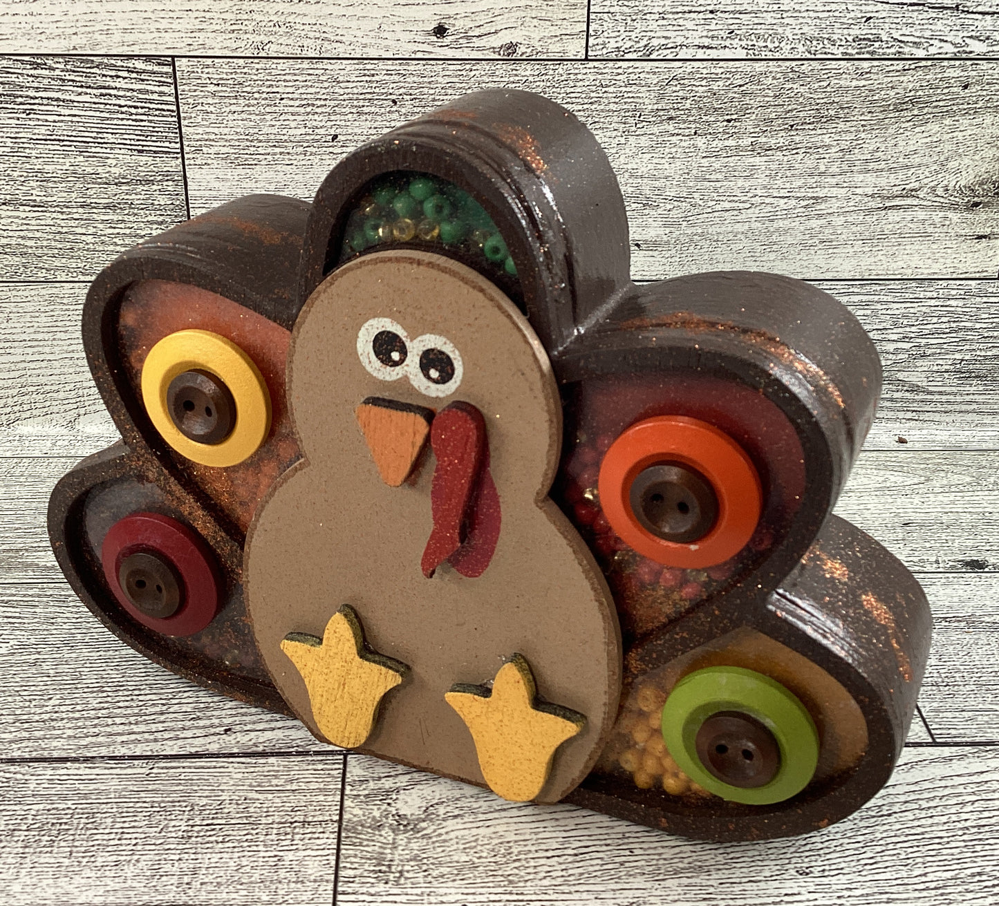 AGD Fall Decor - Button Turkey Chunky Wood Shaker Sitter CLEARANCE