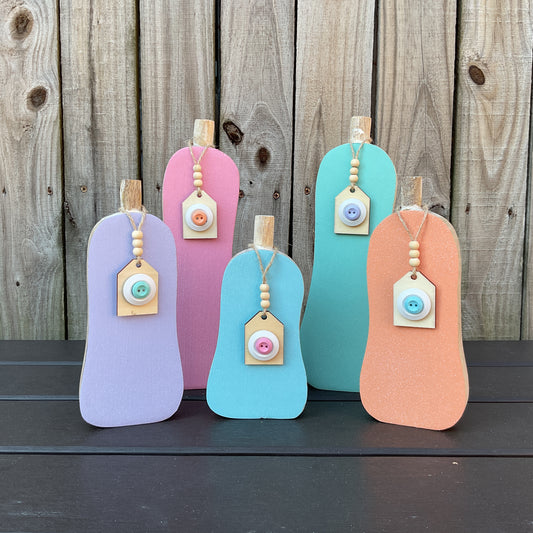 AGD Halloween Decor - Glam Pastel Skinny Chunky Wood Pumpkin Sitters 5pc Set