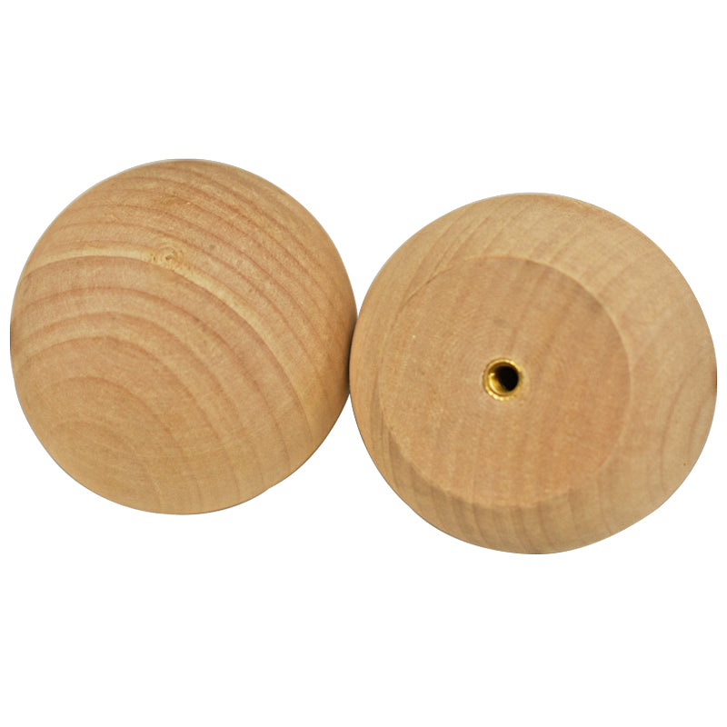 Crafts Parts - Birch Wood Ball Knobs 2-inch x 1-3/16inch Hole - Flat Bottom 4pc SET