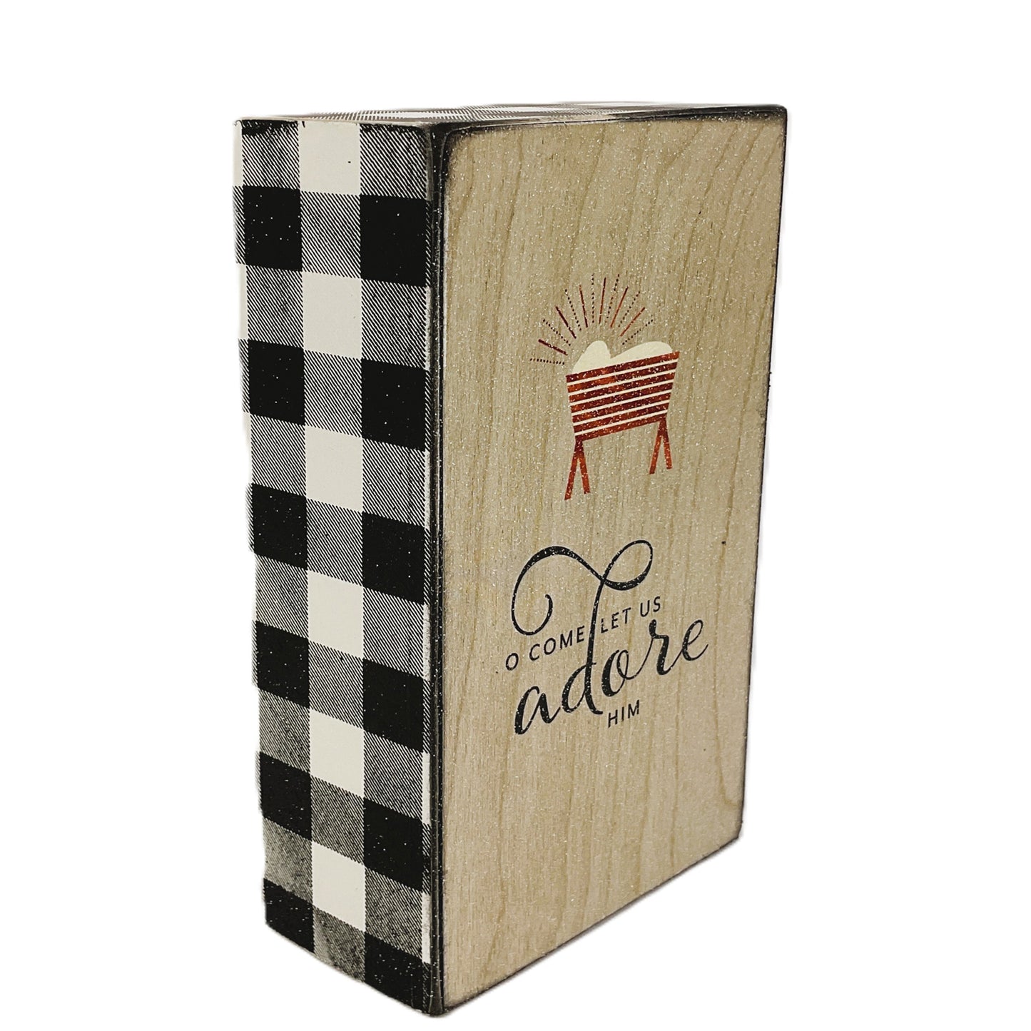AGSD Christmas Decor - Nativity Adore Black White Buffalo Check Sign