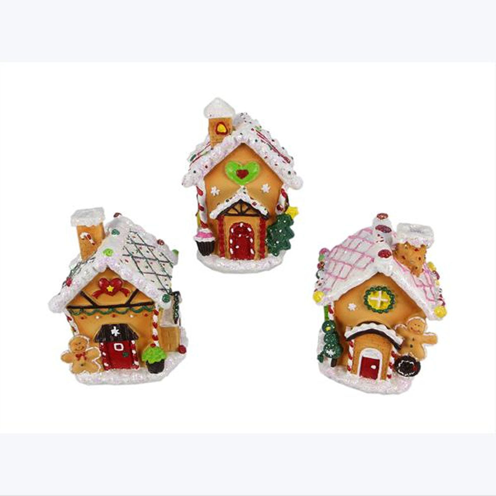 YI Christmas Decor - Small Gingerbread Cookie Houses 3pc Set