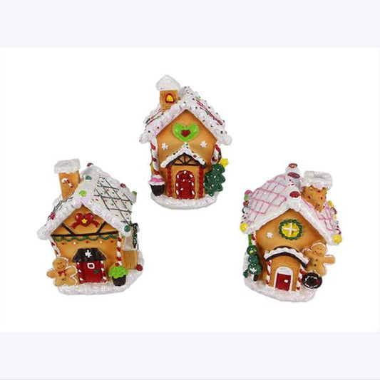 YI Christmas Decor - Small Gingerbread Cookie Houses 3pc Set