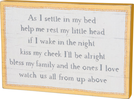 Primitives by Kathy As I Settle in My Bed Box Sign