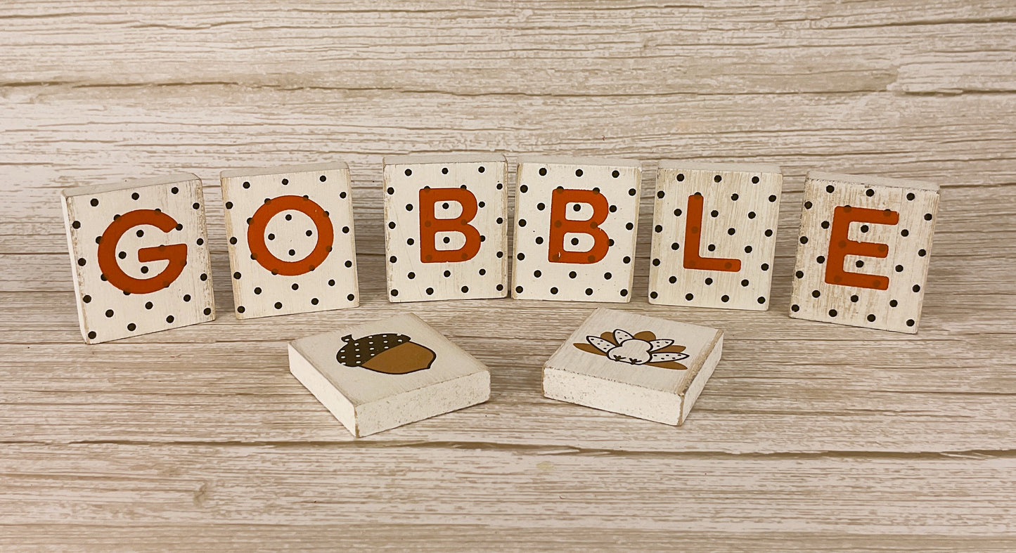 Adams & Co Fall Decor - Gobble Small Wood Tiles and Icons