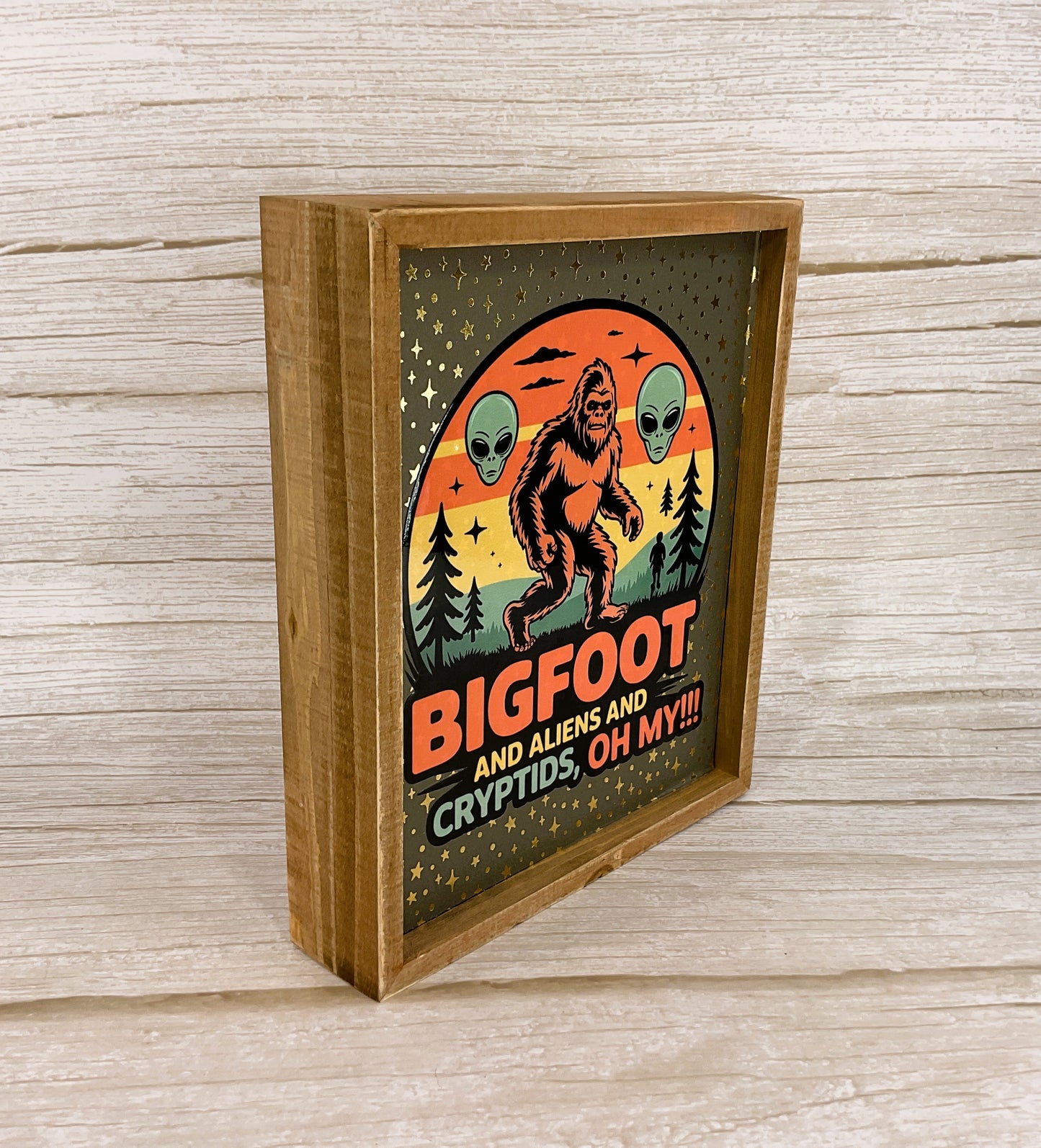 AGSD Home Decor - Bigfoot Aliens Cyrtids Oh My Inset Box Sign BLK