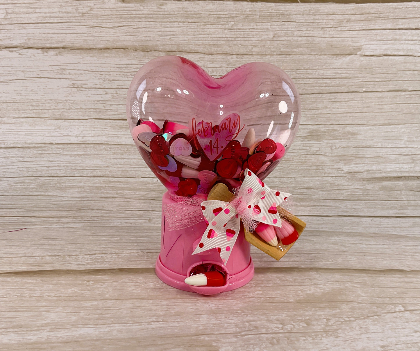 AGSD Valentines Decor - Plastic Pink Heart Shape Dispenser Fake Candy