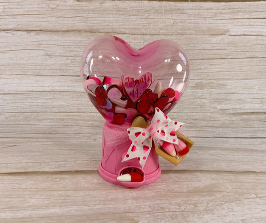 AGSD Valentines Decor - Plastic Pink Heart Shape Dispenser Fake Candy