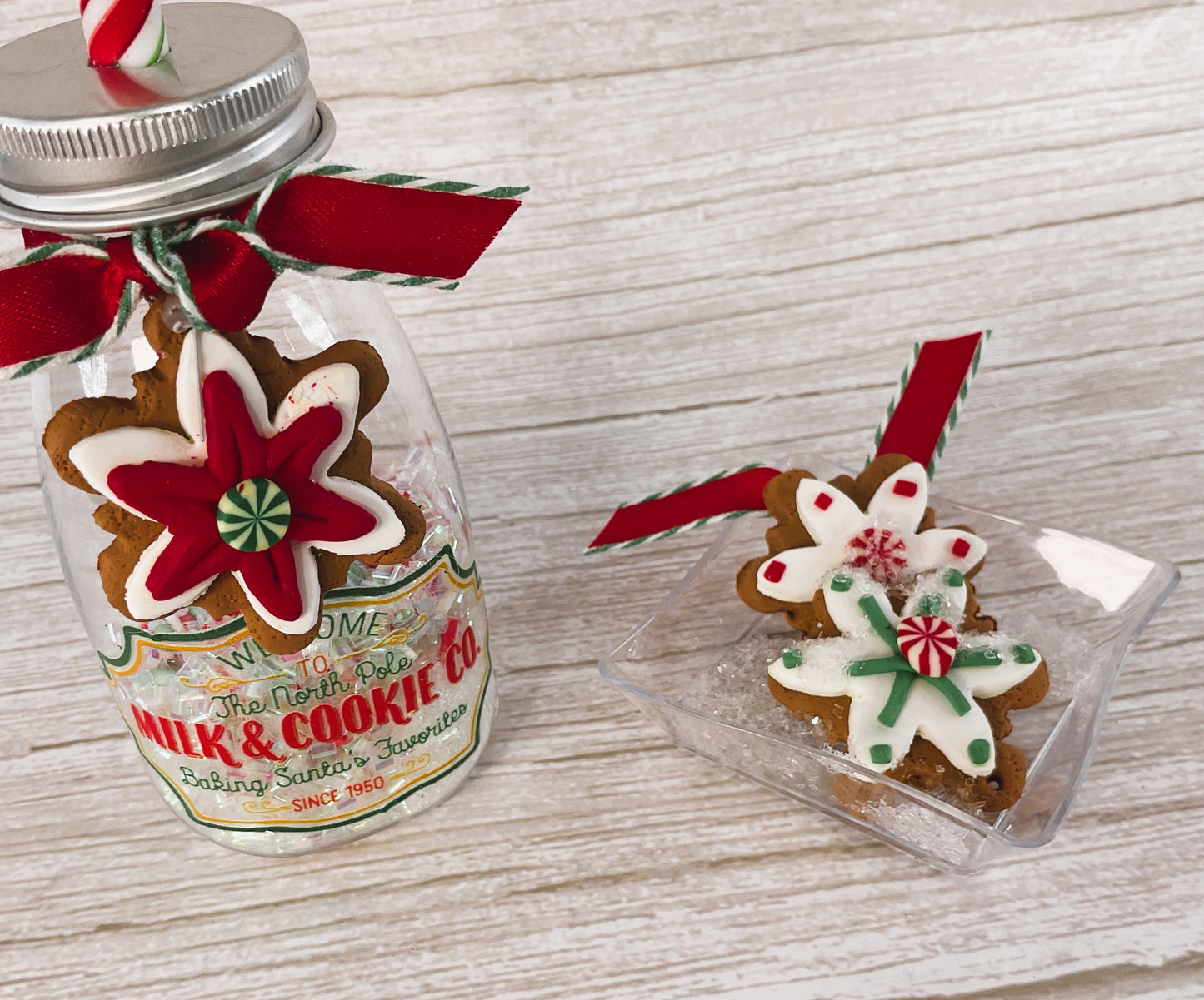 AGSD Christmas Decor - Milk Bottle and Cookies Tray  Display 2pc Set