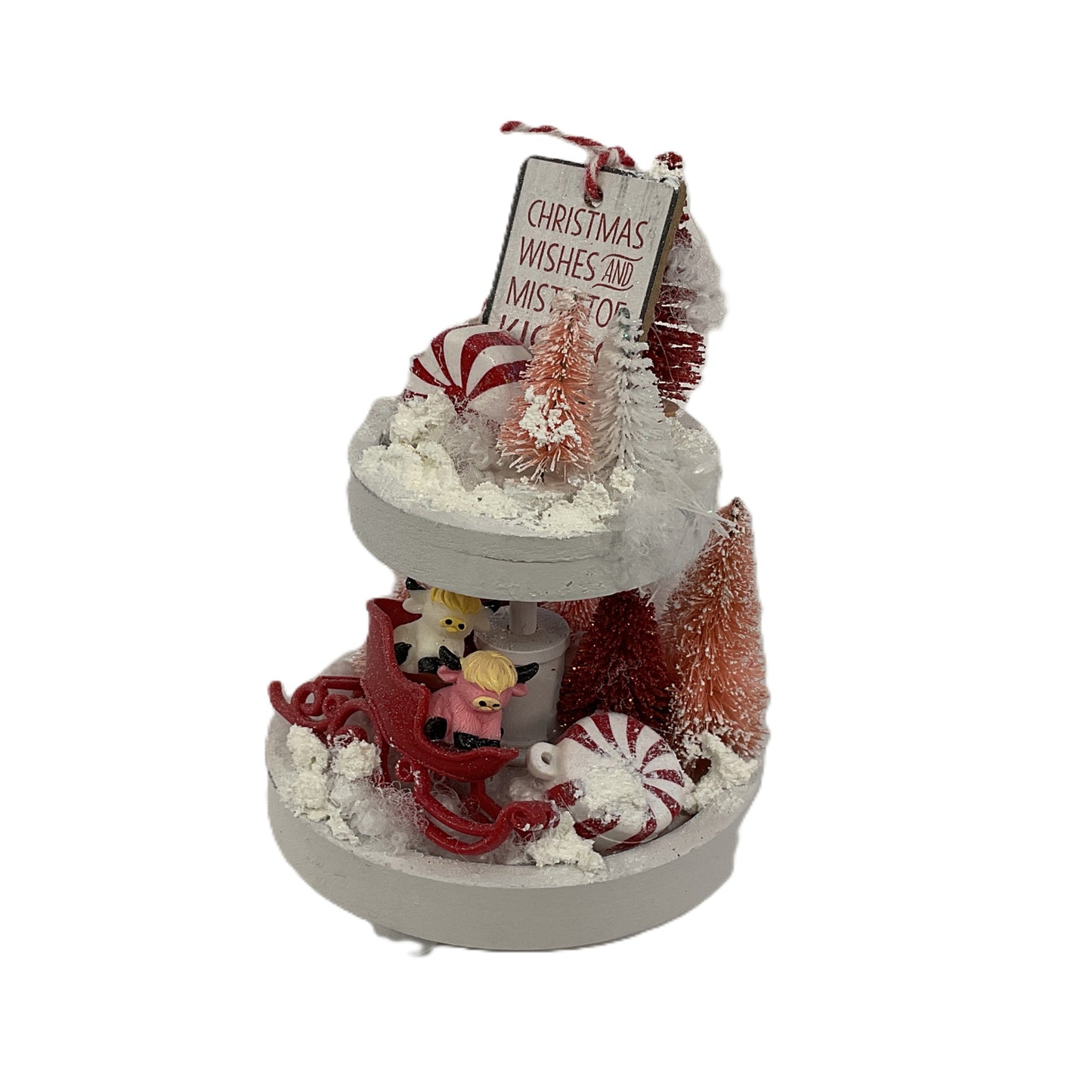 AGSD Christmas Decor - Highland Cows Miniature Mini Fairy Tier Tray Scene