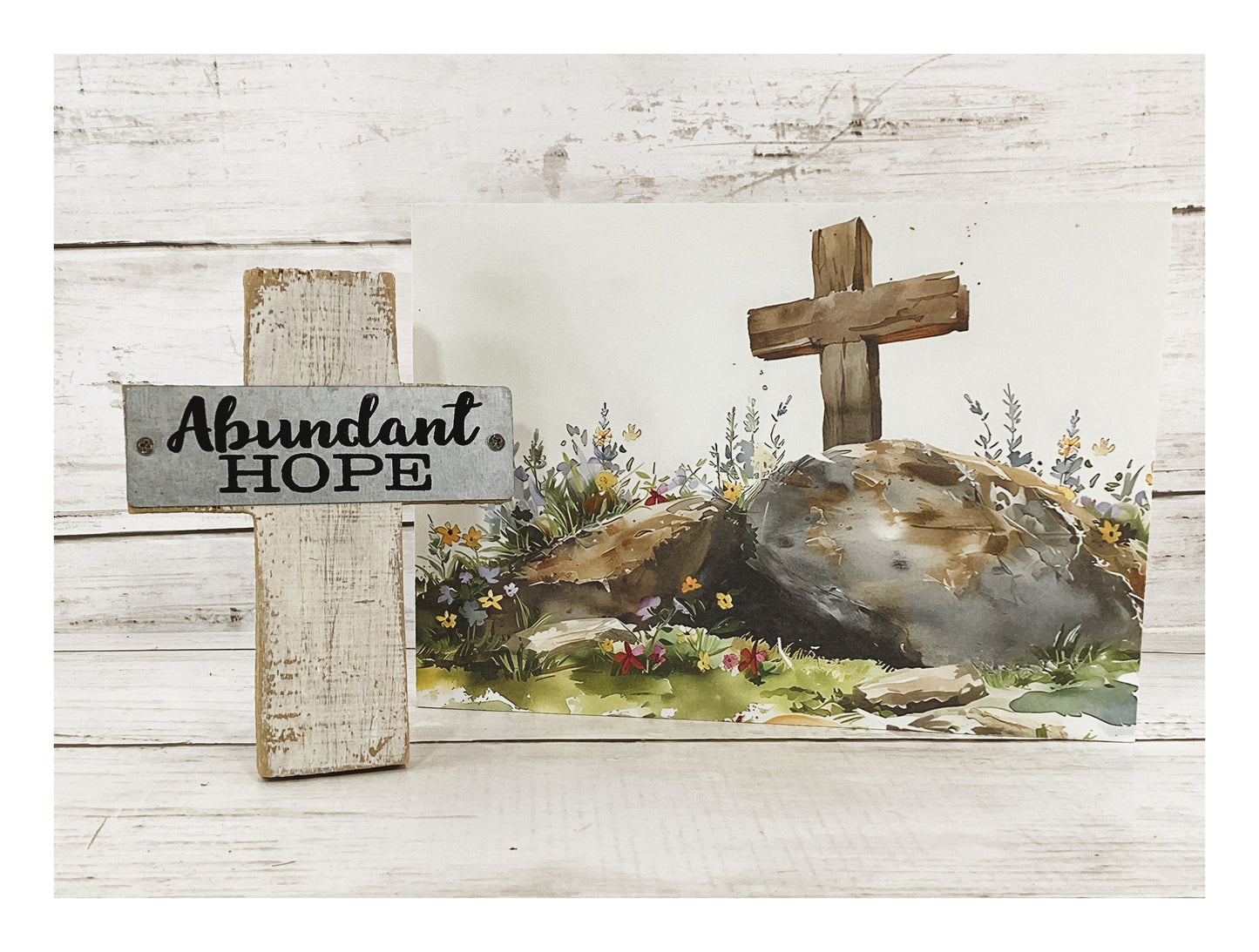 HL YI Easter Decor - He Is Risen Watercolor Garden Tomb Sign 2pc