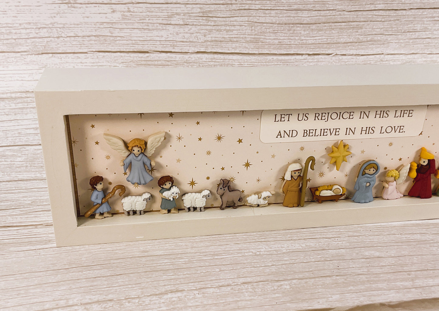 AGSD Christmas Decor - Nativity Scene Flat Back Button Inset Sign