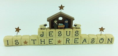 Christmas Tabletop Decor - Jesus is the Reason Resin Clay Blocks