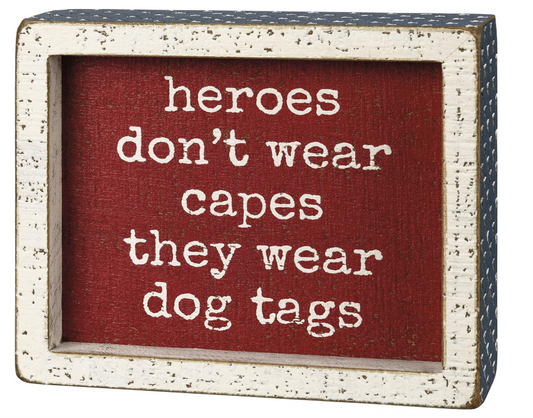 PBK Patriotic Decor - Solider Veteran Hero's Wear Dog-tags Inset Box Sign