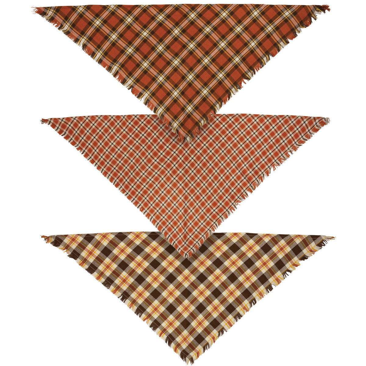 PBK Fall Dog Supply - Autumn Plaid Pet Bandana Set Various Sizes