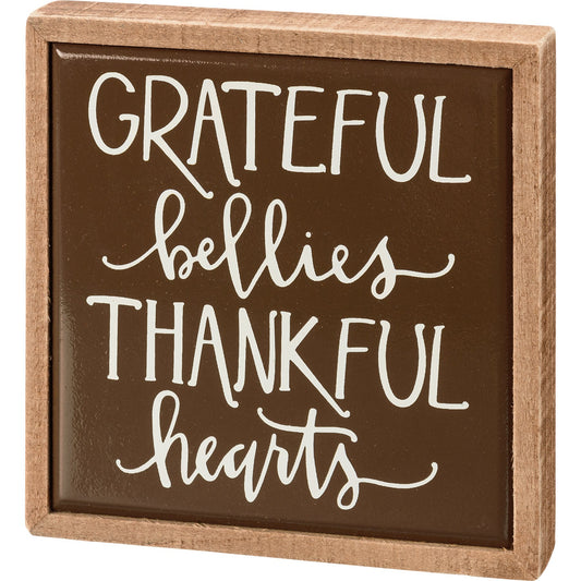 PBK Fall Decor - Grateful Bellies Thankful Heart Mini Tier Tray Sign