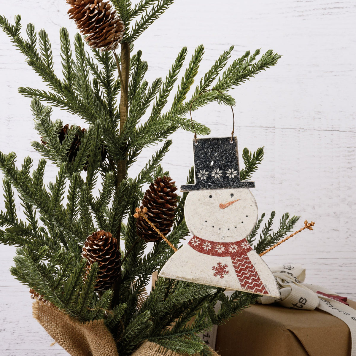 PBK Christmas Decor - Prim Nordic Winter Snowman Ornament