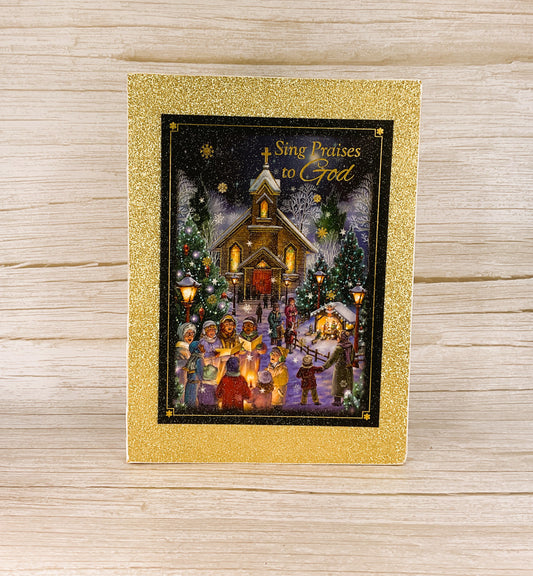 AGSD Christmas Decor - Sign Praises Winter Church Tabletop Box Sign