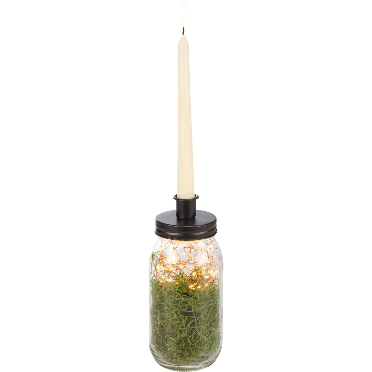 PBK Home Decor - Rustic Mason Jar and Taper Candle Holder Lid