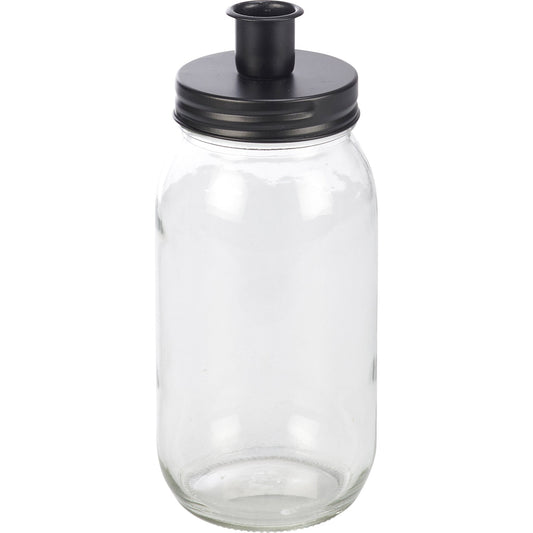 PBK Home Decor - Rustic Mason Jar and Taper Candle Holder Lid