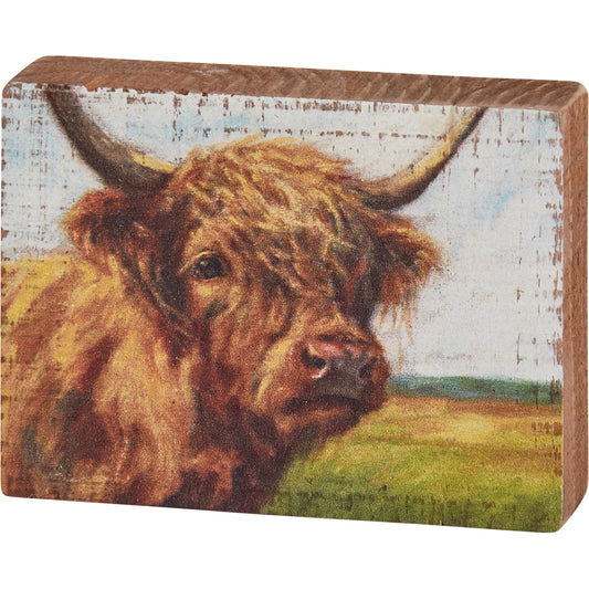 PBK Home Decor - Highland Cow Tier Tray Wood Block Small Sign