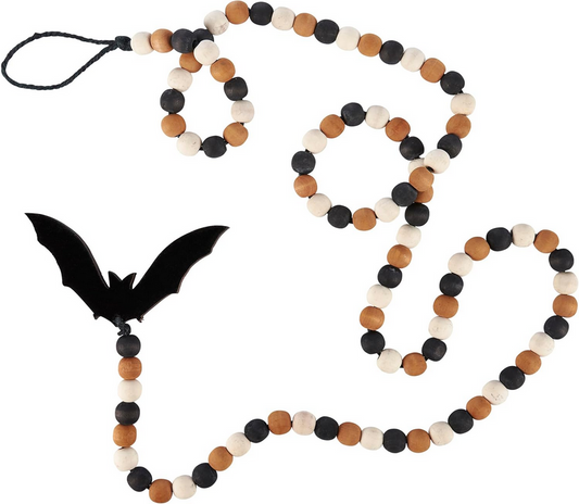 PBK Halloween Decor - Prim Bat Wood Bead Garland 6ft.