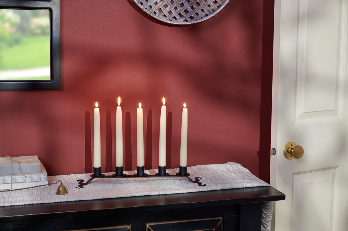 PBK Halloween Home Decor - Black Rustic Iron Metal 5 Candle Holder
