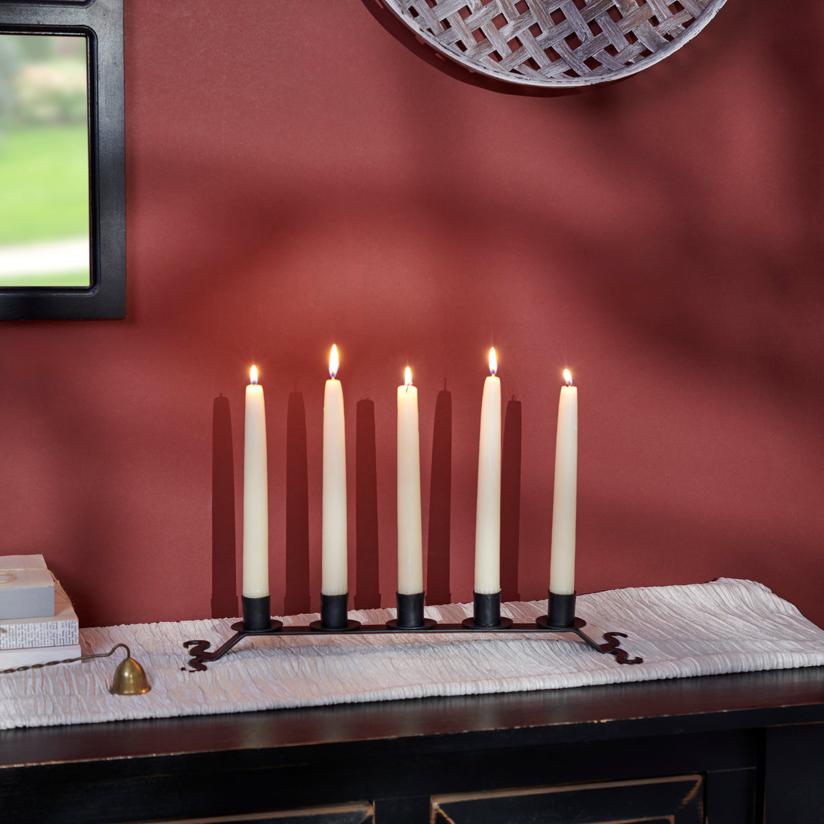 PBK Halloween Home Decor - Black Rustic Iron Metal 5 Candle Holder