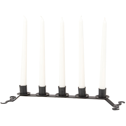 PBK Halloween Home Decor - Black Rustic Iron Metal 5 Candle Holder