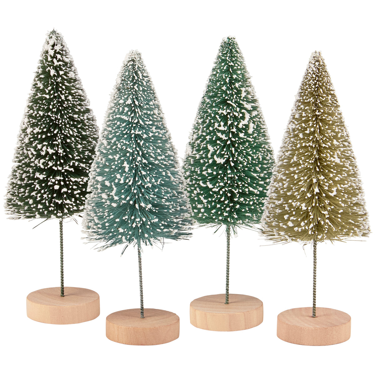 PBK Christmas Decor - Green Winter Sisal Bottlebrush Trees 4pc Set