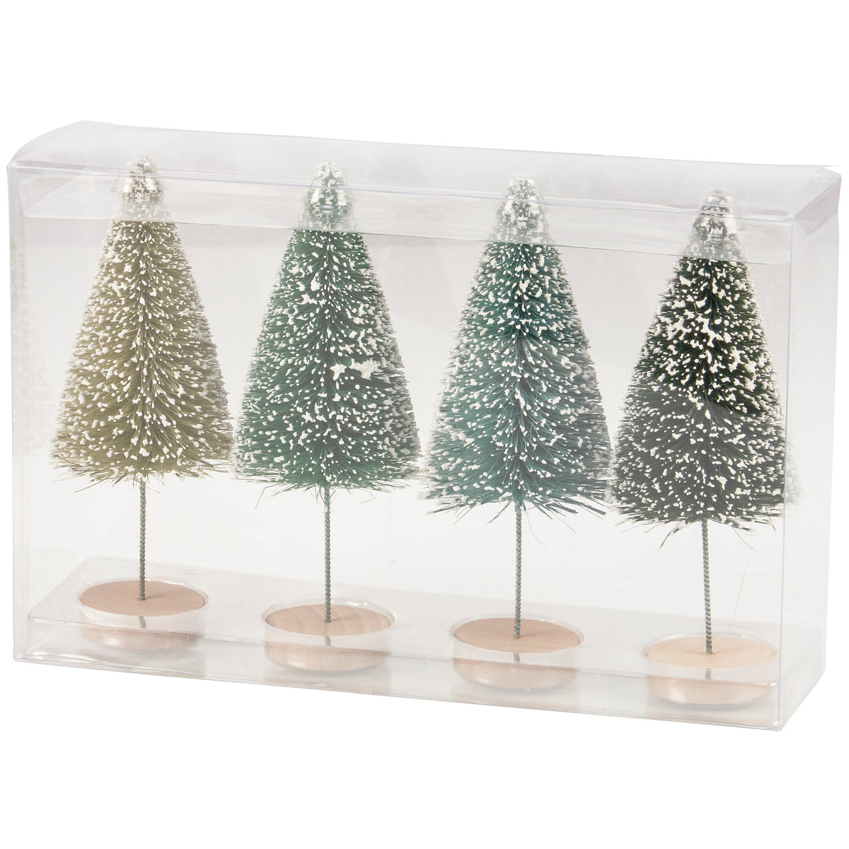 PBK Christmas Decor - Green Winter Sisal Bottlebrush Trees 4pc Set