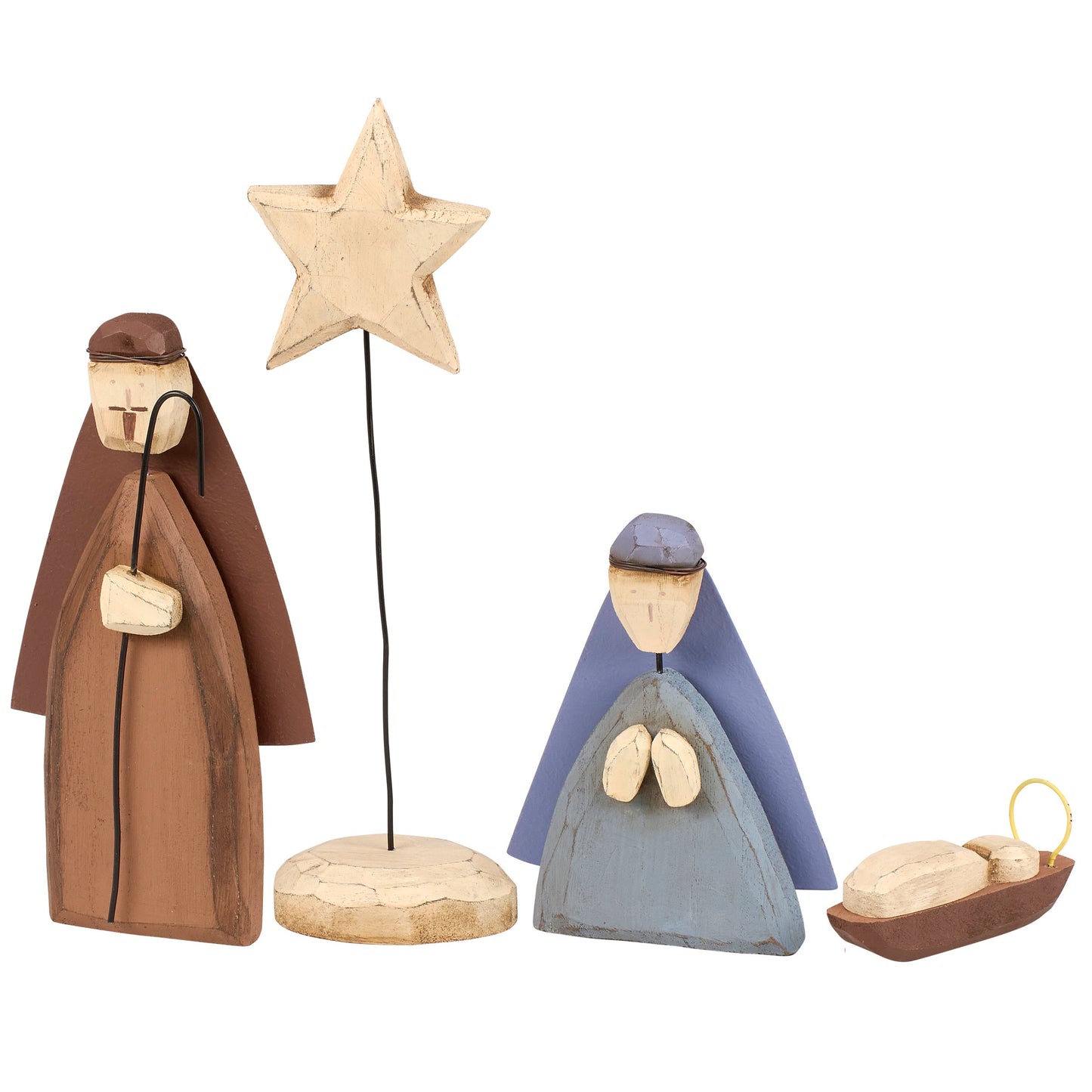 PBK Christmas Decor - LG Farmhouse Nativity Holy Family Chunky Sitter