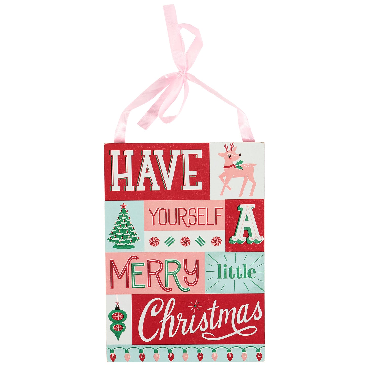 PBK Christmas Decor - Retro Pink Have a Merry Chrismtas Art Sign