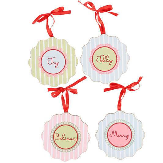 PBK Christmas Decor -Jolly Retro Pastel Ornaments 4pc Set